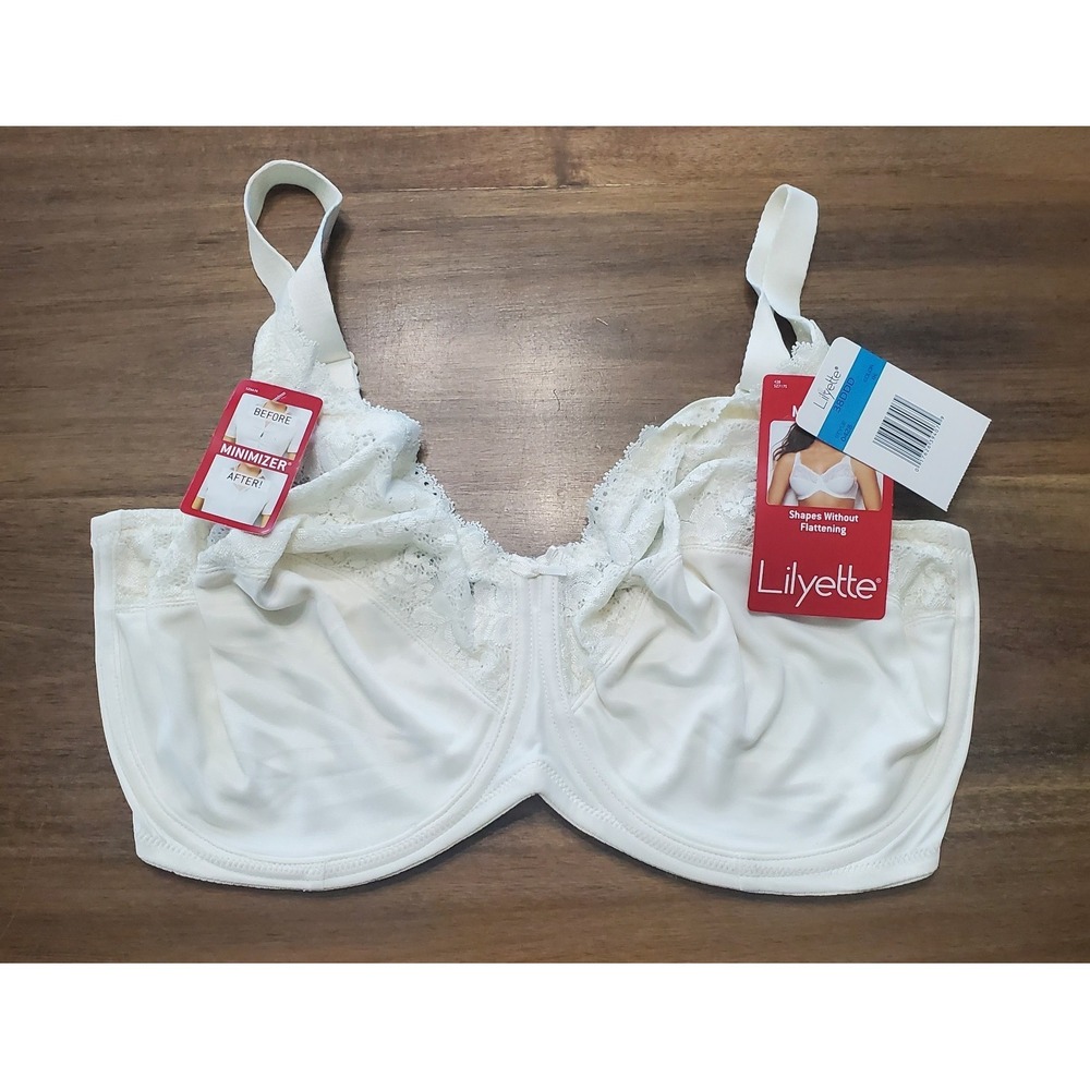 Lilyette Minimizer Bra 38DDD Ivory Cream Lace Underwire #0428 Maidenform NWT
